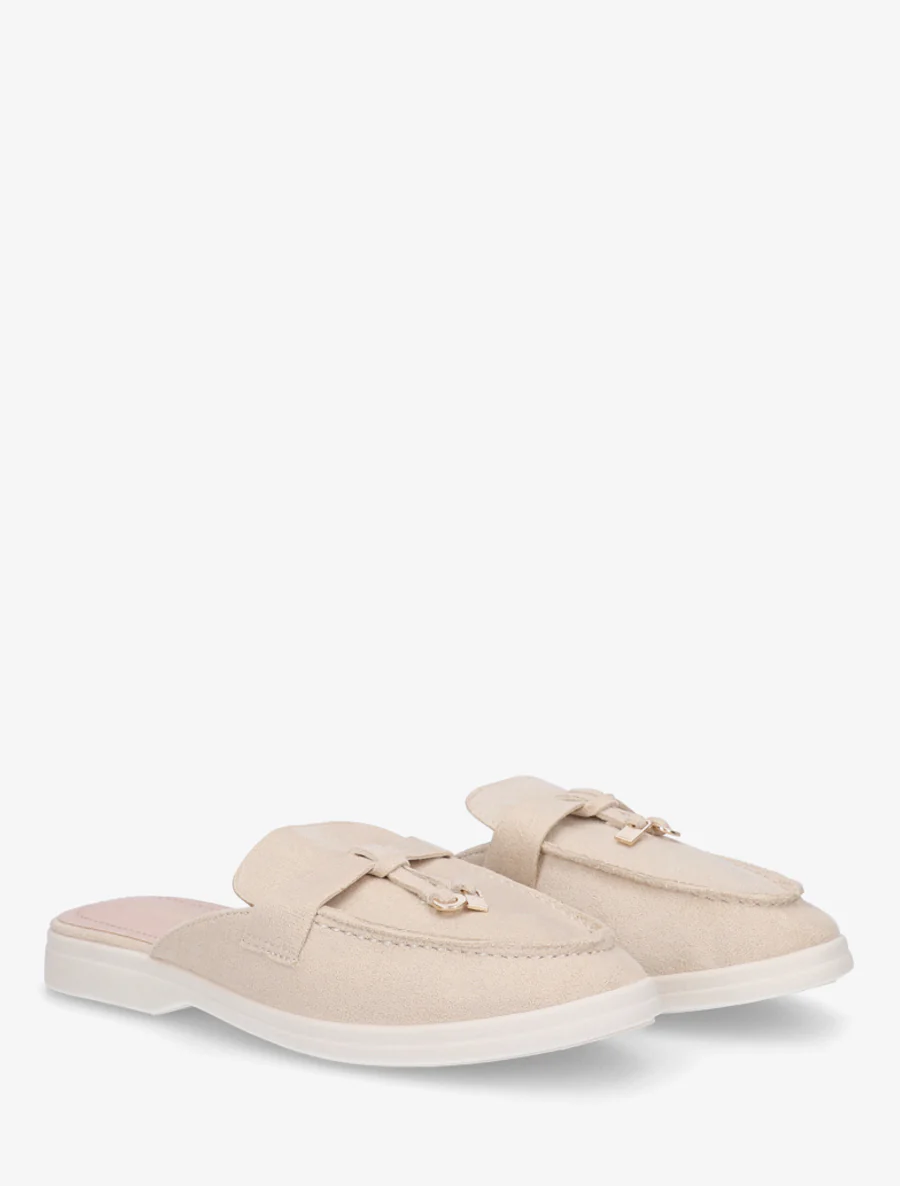 Suède mocassin stijl muiltjes - Beige - Image 4