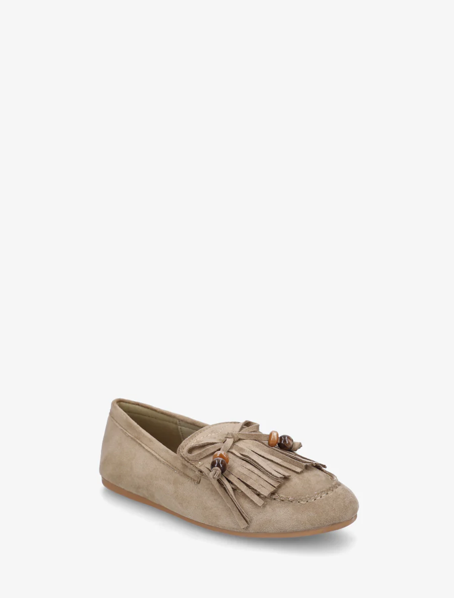 Suède mocassins met franjes en parels - Kaki - Image 2
