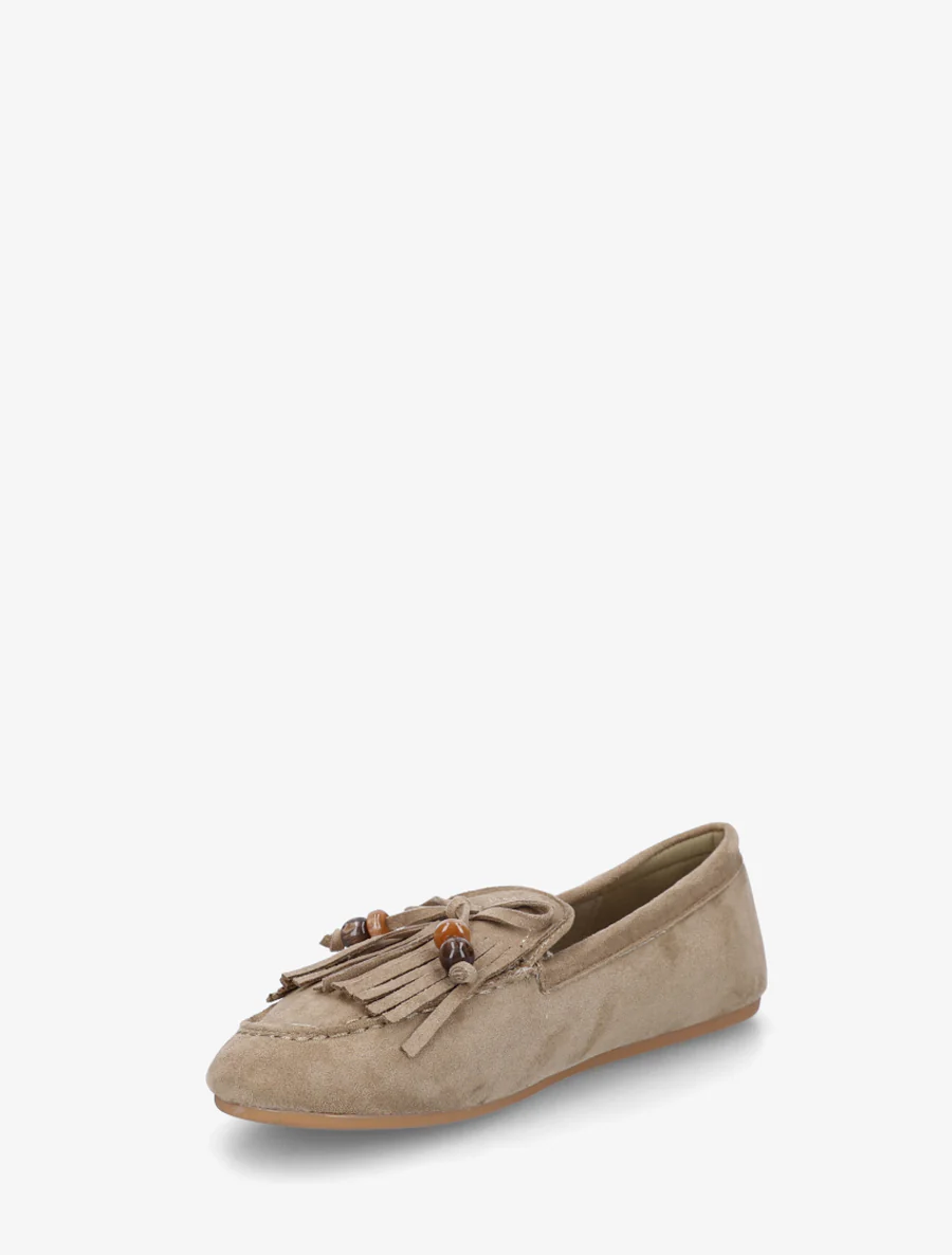 Suède mocassins met franjes en parels - Kaki - Image 3