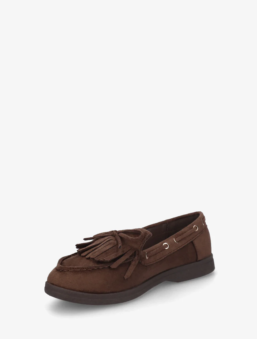 Suède mocassins met franjes en strik. - Bruin - Image 3