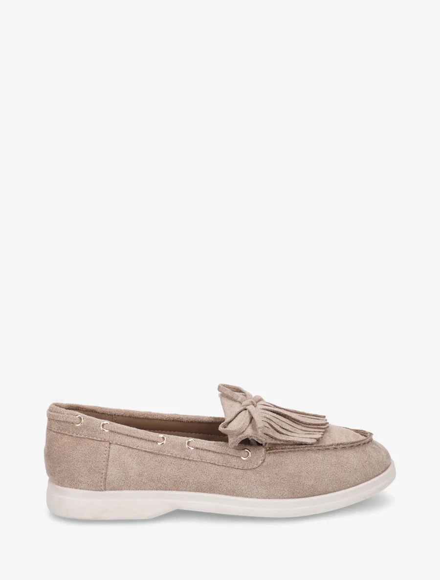 Suède mocassins met franjes en strik. - Mol
