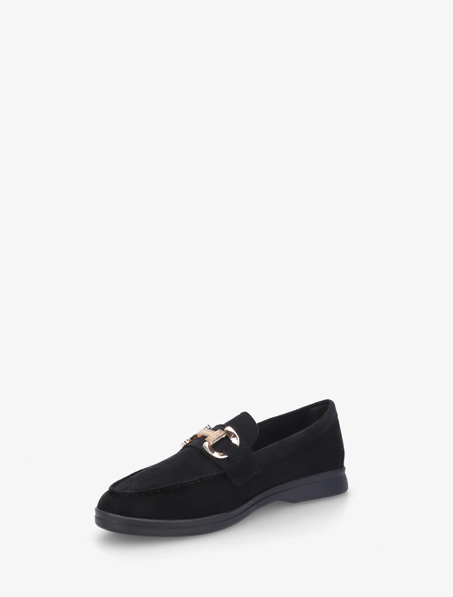 Suède mocassins met gesp en platte zool - Zwart - Image 3