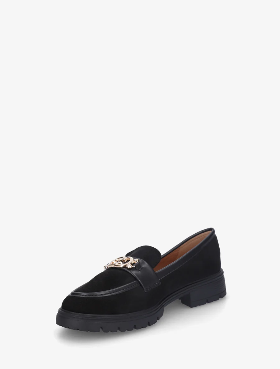 Suède mocassins met metalen gesp - Zwart - Image 3