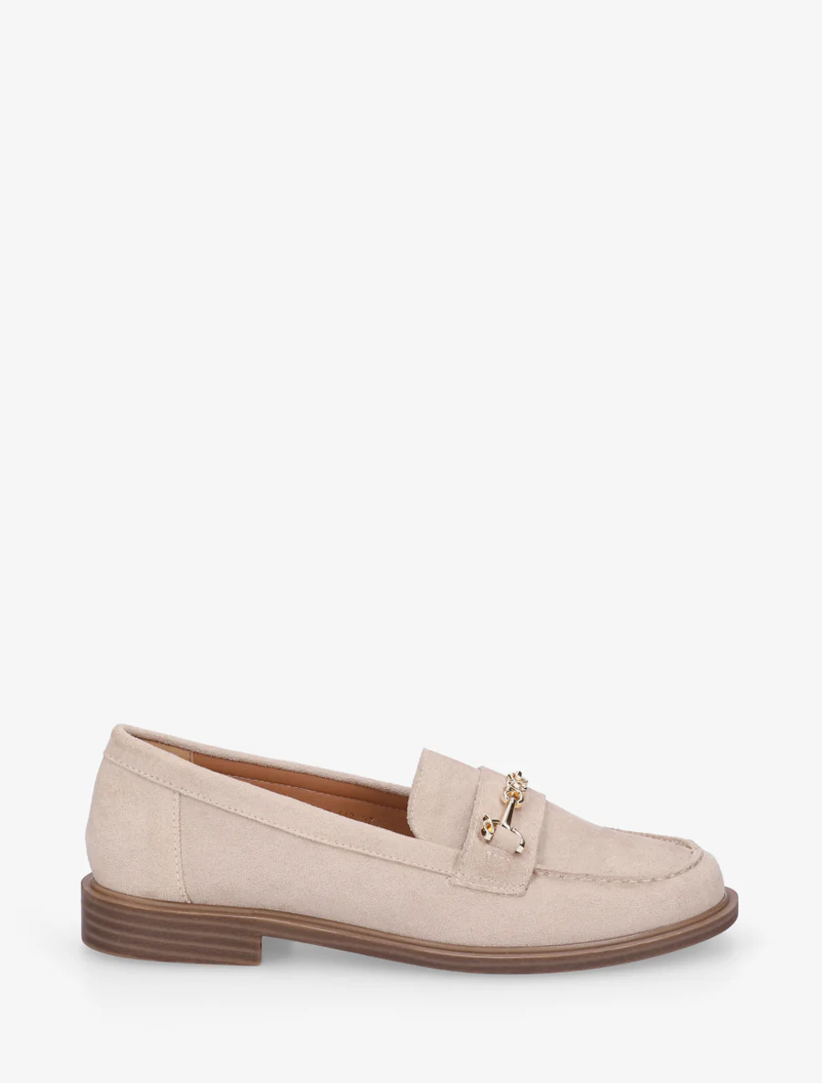 Suède mocassins met metalen gesp - Beige