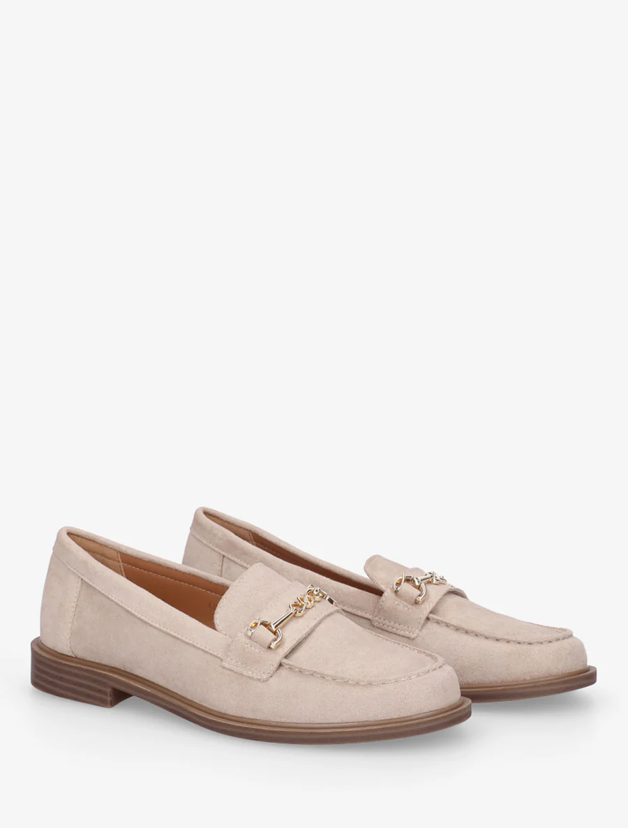 Suède mocassins met metalen gesp - Beige - Image 4