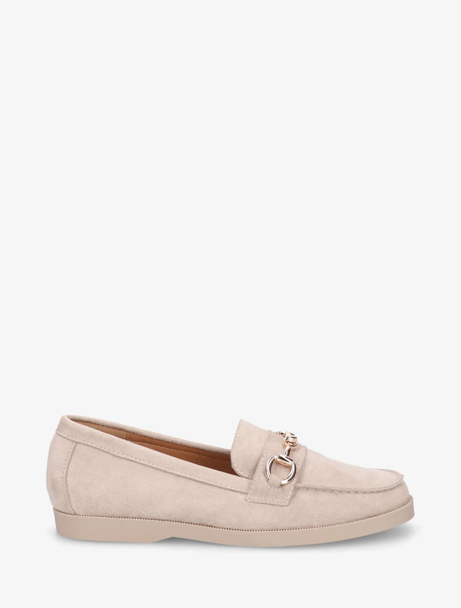 Suède mocassins met metalen gesp - Beige