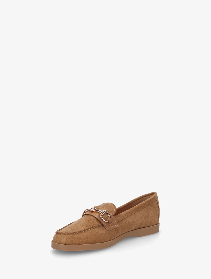 Suède mocassins met metalen gesp - Kameel - Image 3