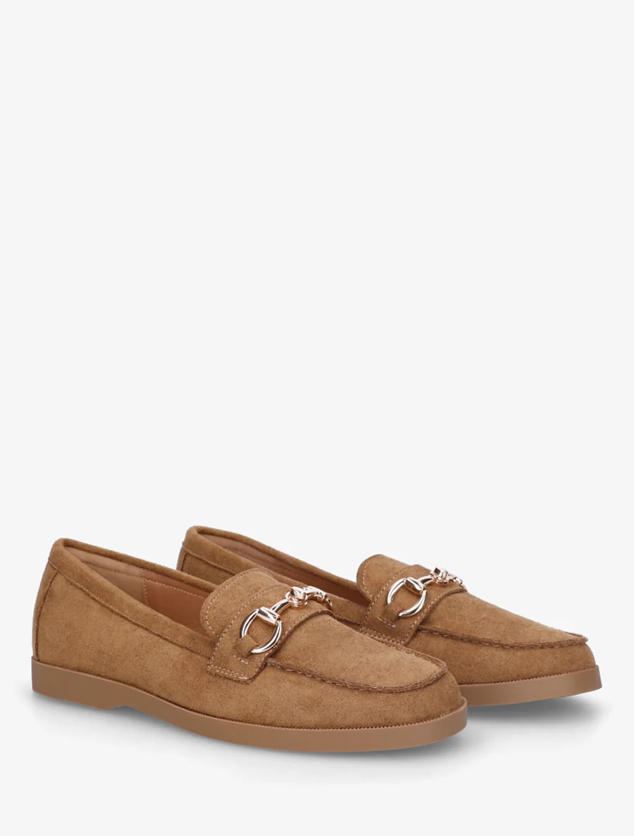 Suède mocassins met metalen gesp - Kameel - Image 4