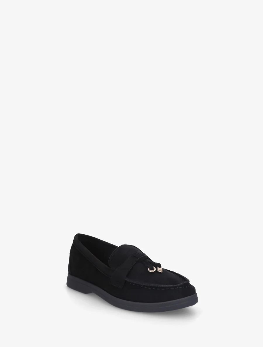 Suède mocassins met sieraden inzetstuk - Zwart - Image 2