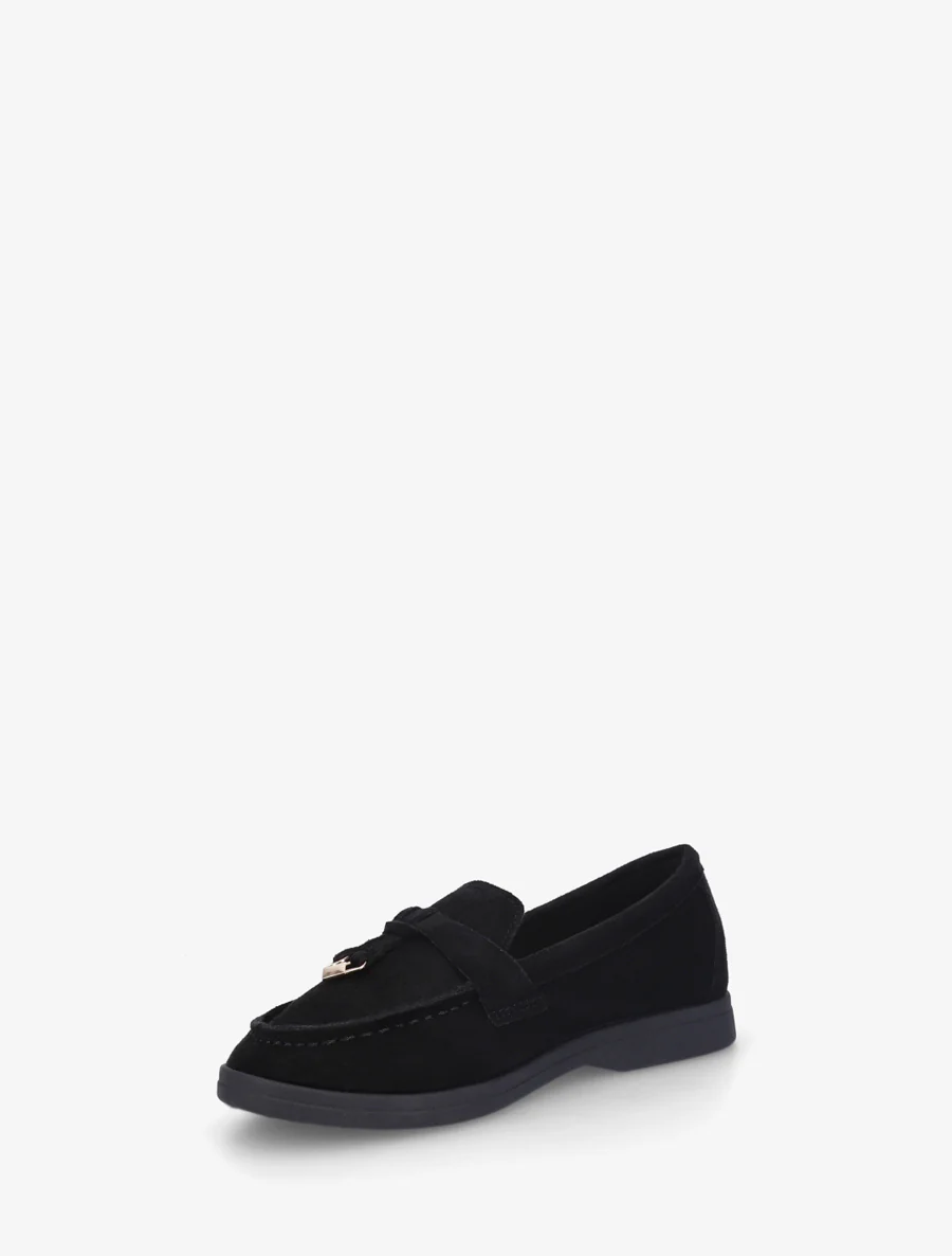 Suède mocassins met sieraden inzetstuk - Zwart - Image 3