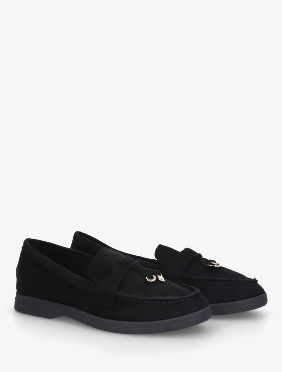 Suède mocassins met sieraden inzetstuk - Zwart - Image 4
