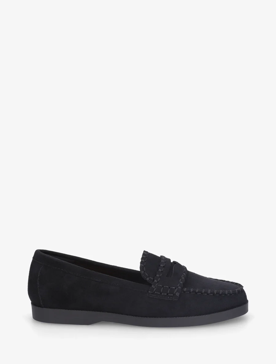 Suède mocassins met stiksels - Zwart