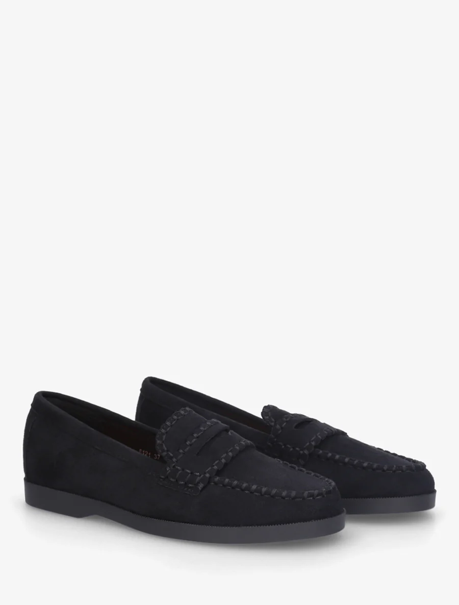 Suède mocassins met stiksels - Zwart - Image 4