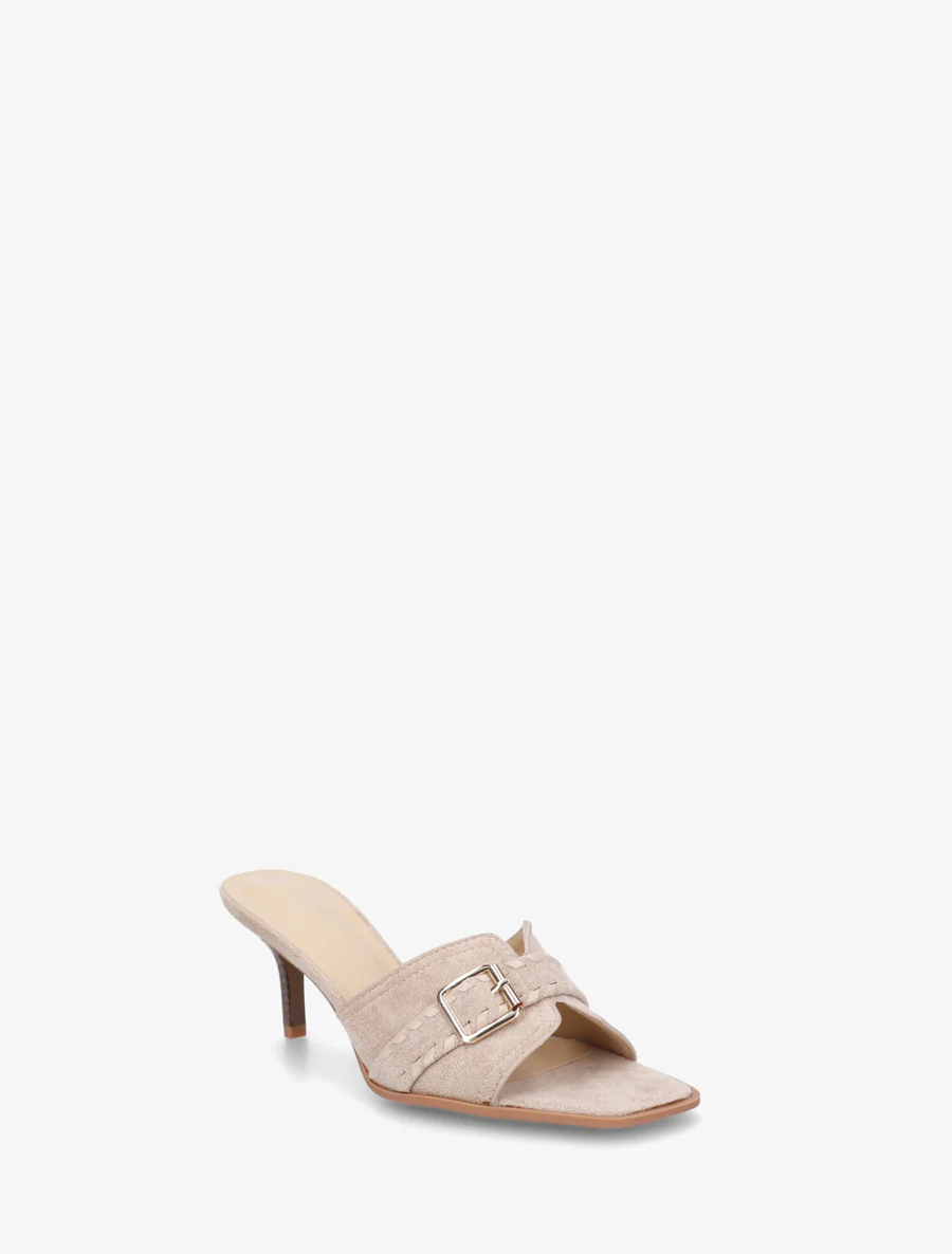 Suède muiltjes met gesp - Beige - Image 2