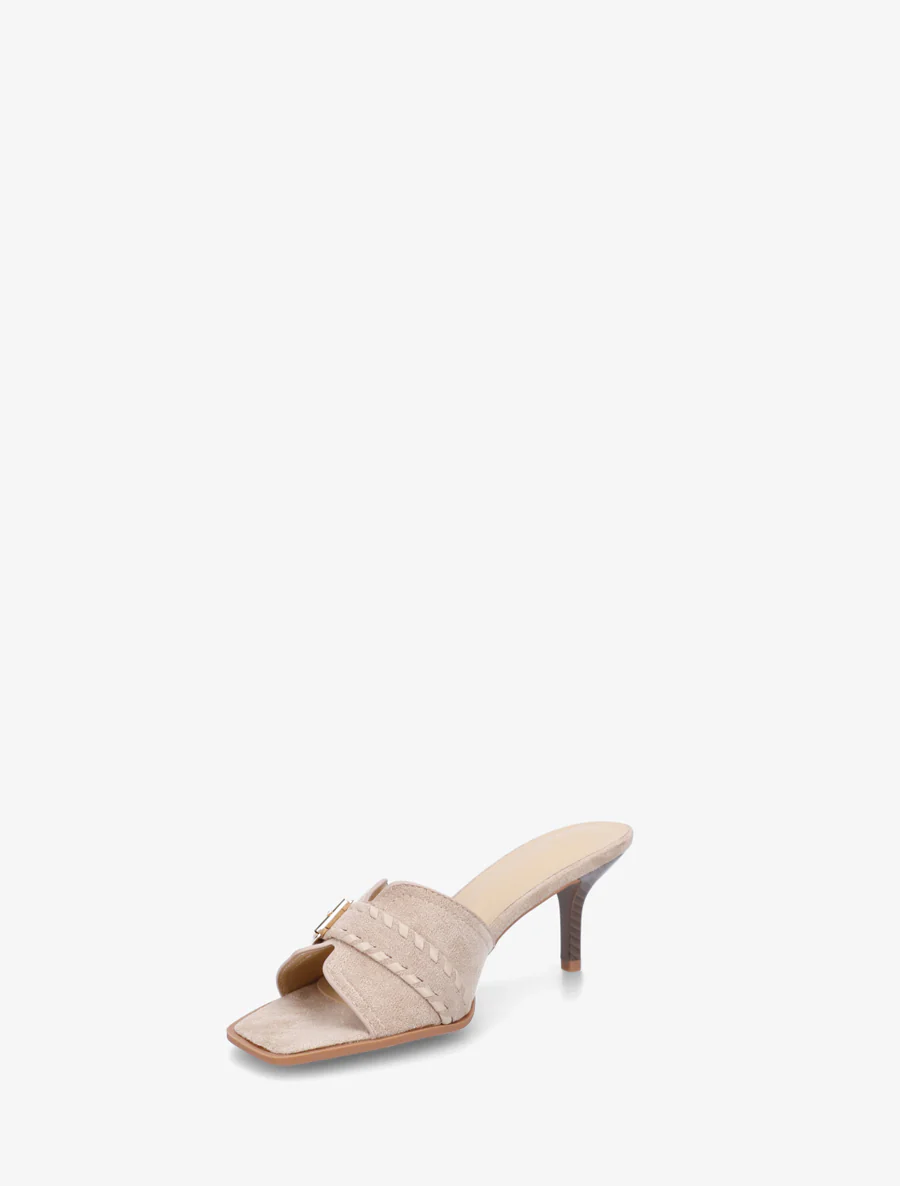 Suède muiltjes met gesp - Beige - Image 3