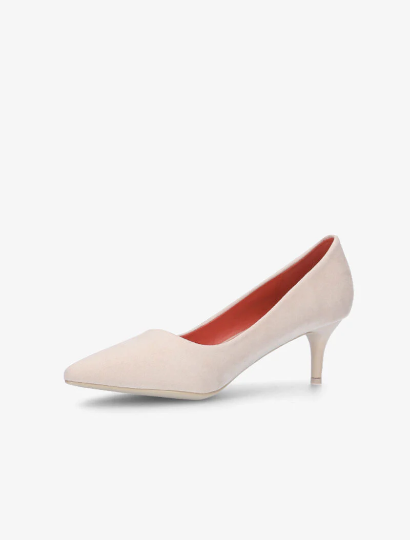 Suède effen pumps - roze beige - Image 4