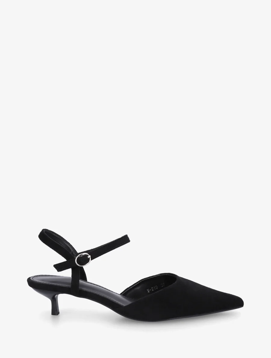 Suède pumps met spitse neus - Zwart