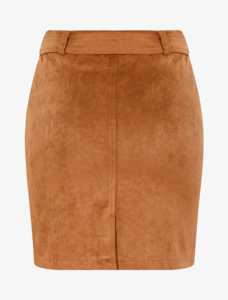 Suède rok met rits - camel - Image 2