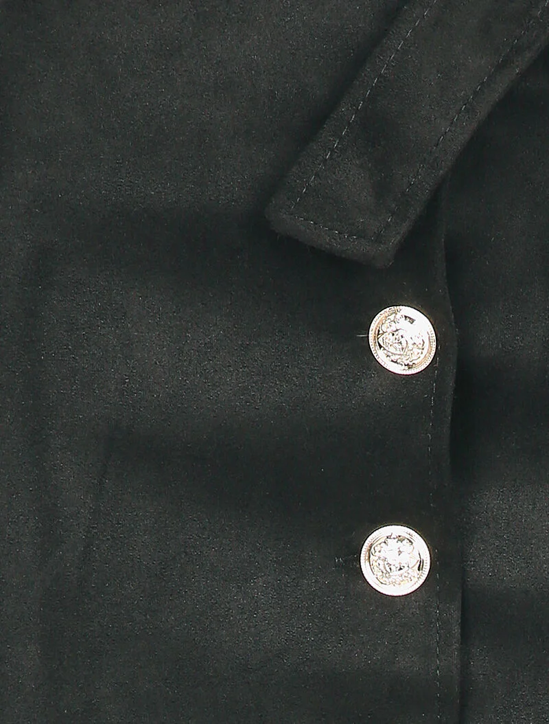 Suède rok met empire taille stijl - Zwart - Image 3