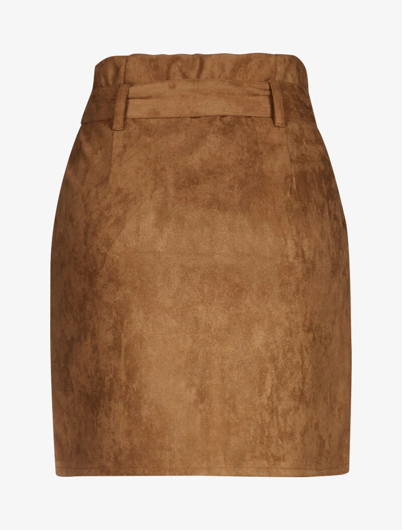 Suède rok met zilveren knopen - bruin - Image 2