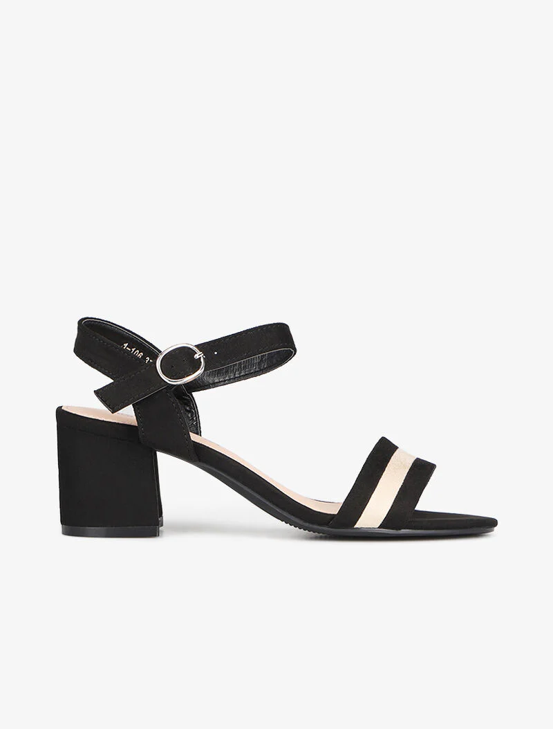 Suède sandalen met driekleurige franjes - zwart