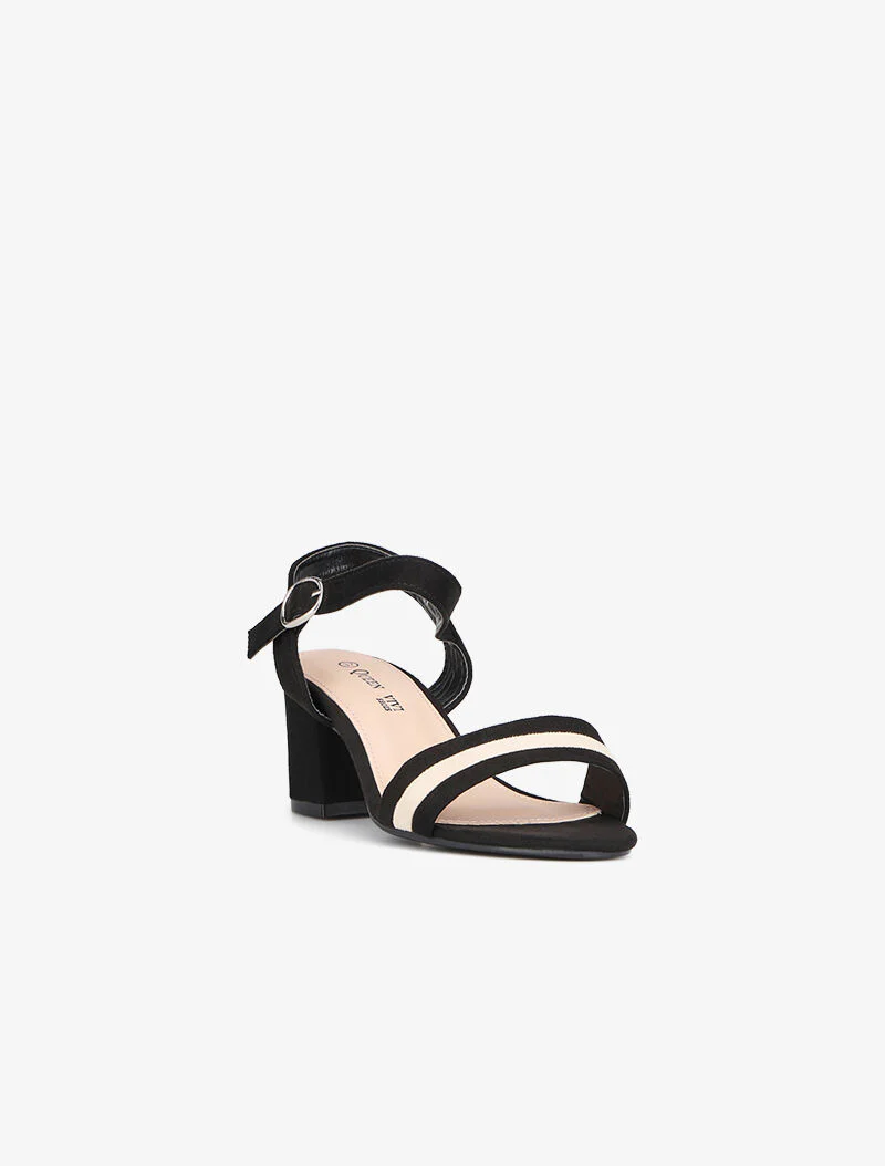 Suède sandalen met driekleurige franjes - zwart - Image 2