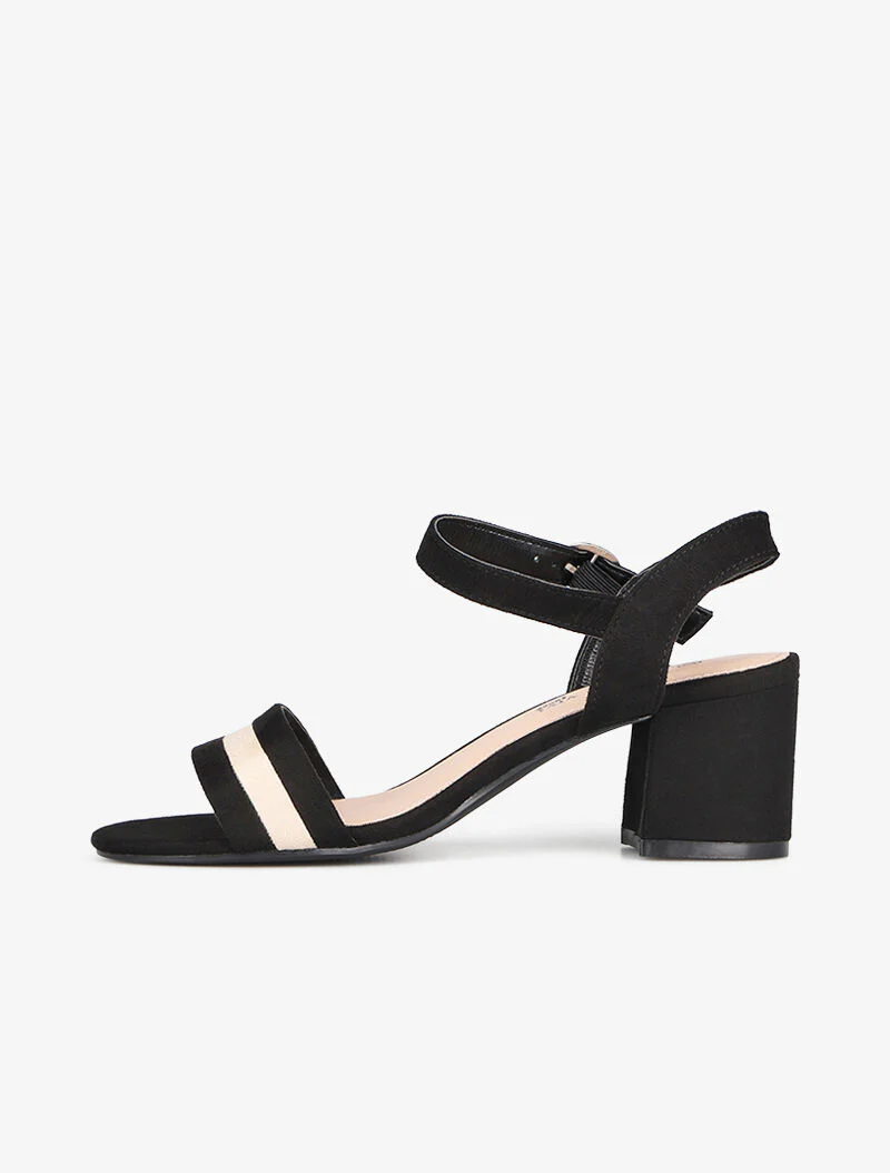 Suède sandalen met driekleurige franjes - zwart - Image 3