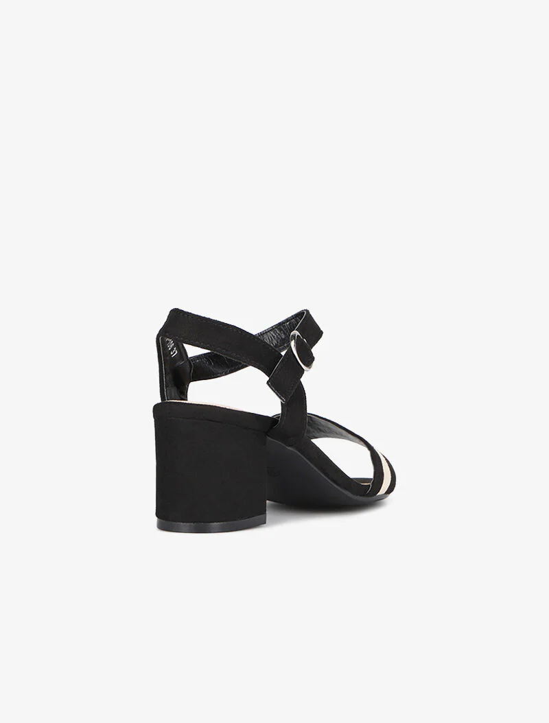 Suède sandalen met driekleurige franjes - zwart - Image 4