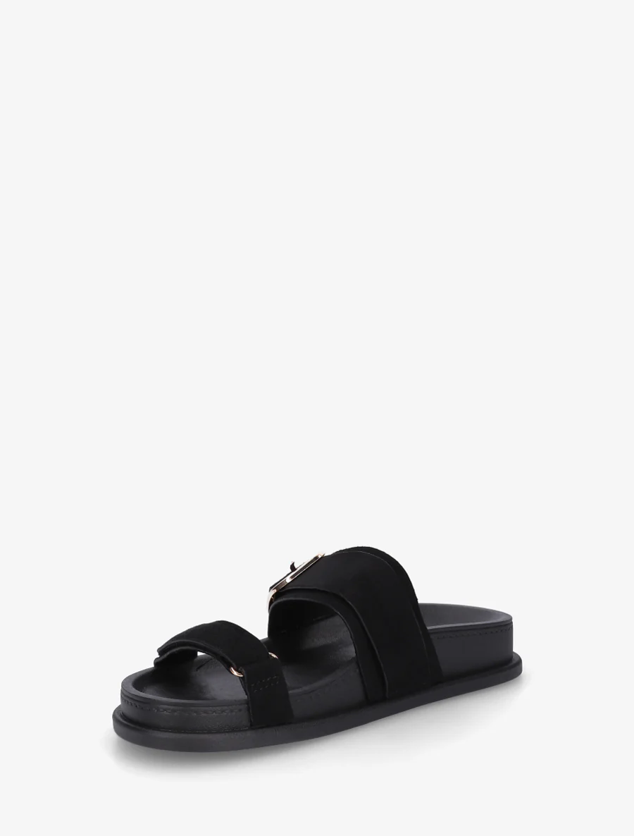 Suède sandalen met klittenband. - Zwart - Image 3