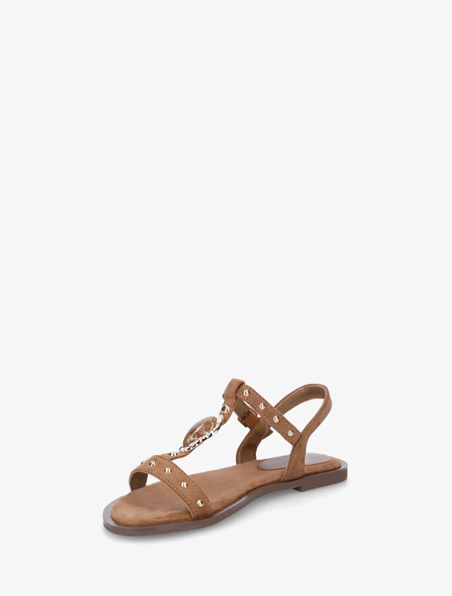 Suède sandalen met sierlijke inzetstukken - Bruin - Image 3