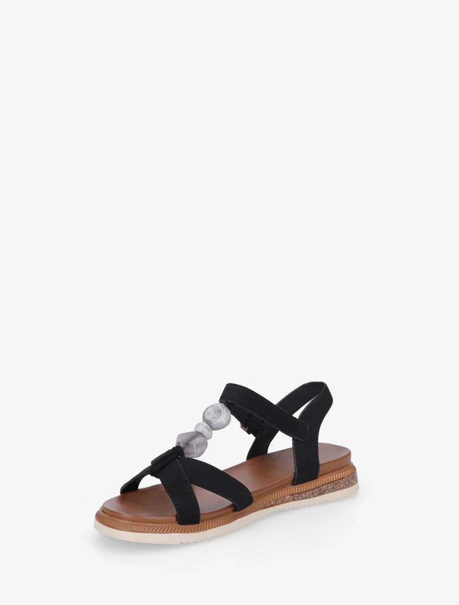 Suède sandalen met sierstenen inzetten. - Zwart - Image 3