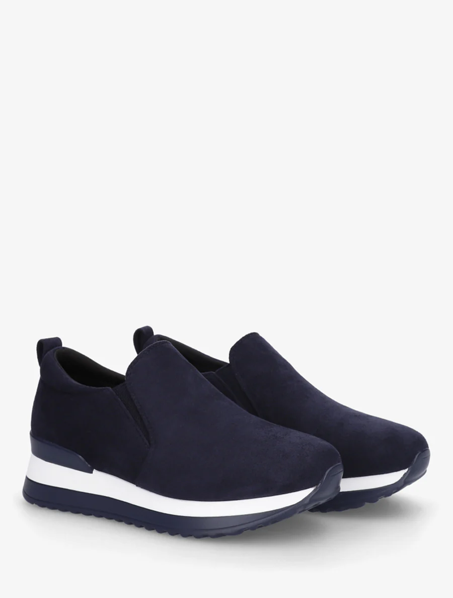 Suède sleehakken sneakers - Marine - Image 4