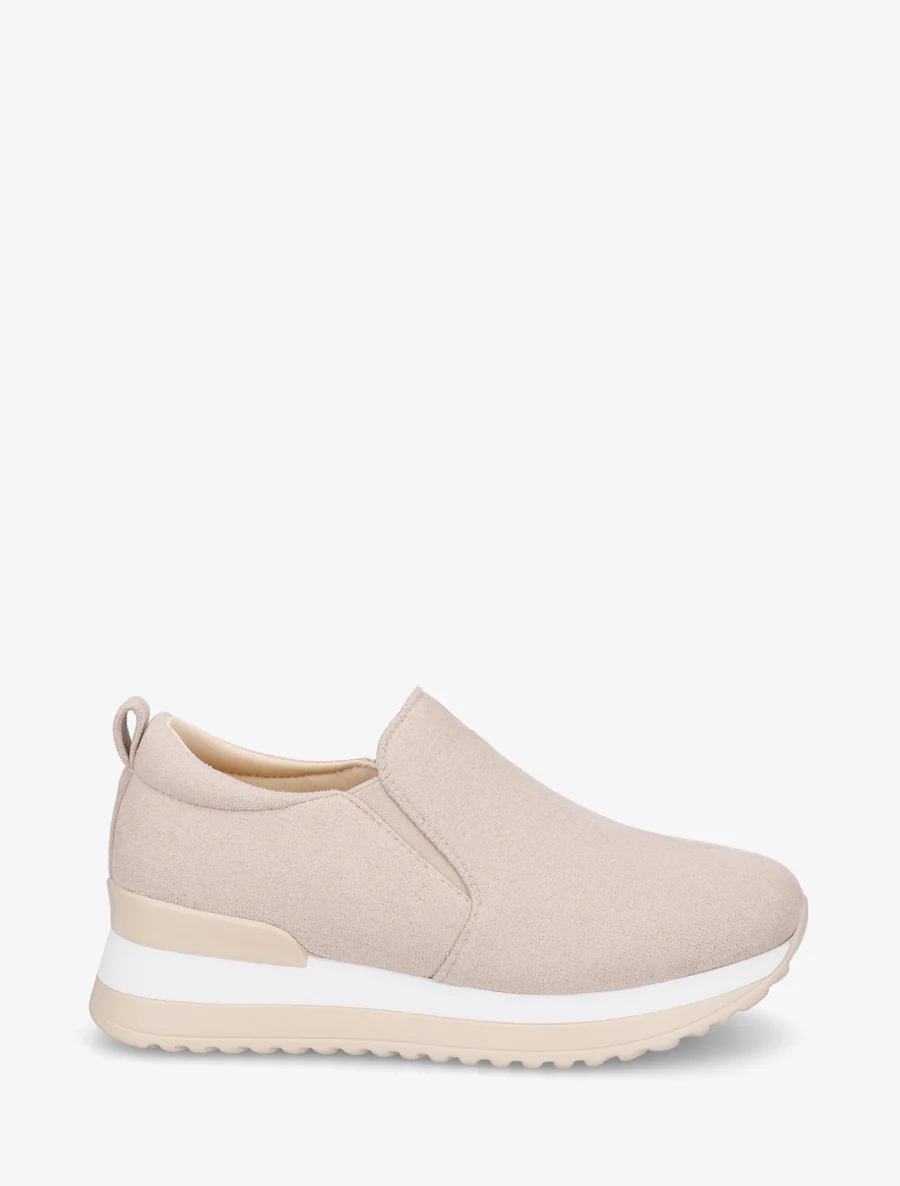 Suède sleehakken sneakers - Beige