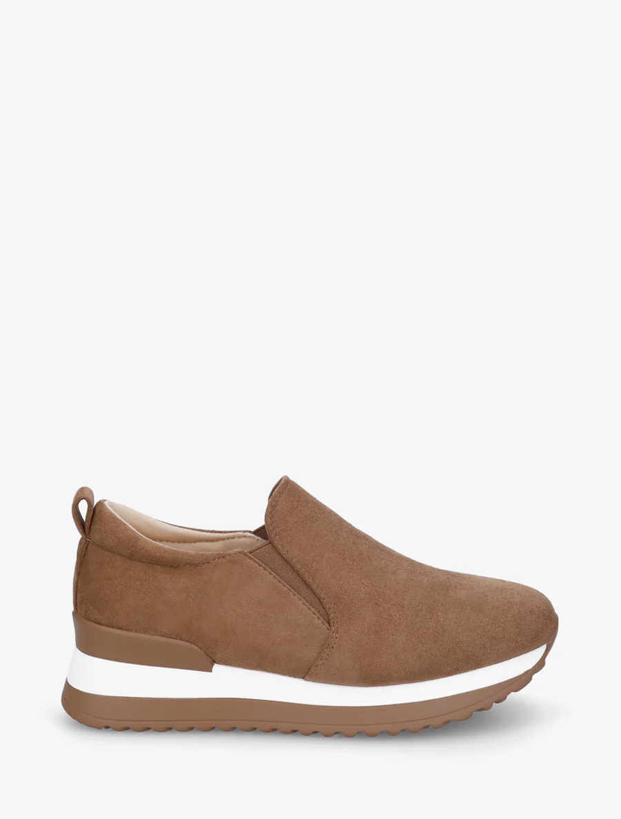 Suède sleehakken sneakers - Kameel