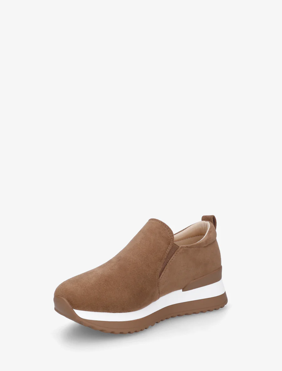Suède sleehakken sneakers - Kameel - Image 3