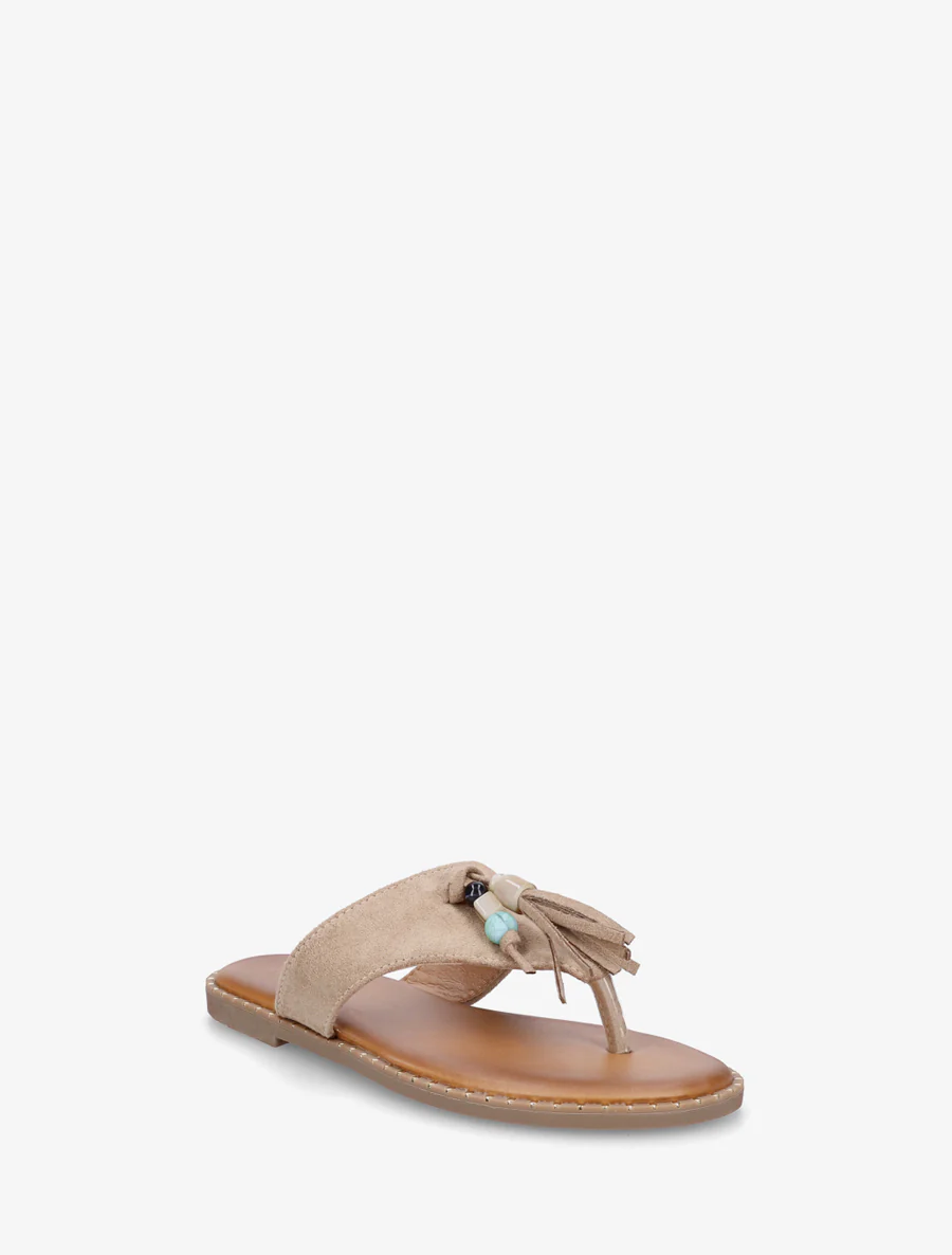 Suède slippers met parels en kwastjes - Mol - Image 2