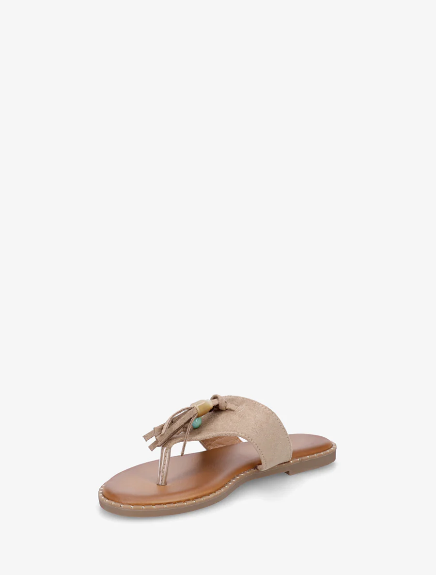 Suède slippers met parels en kwastjes - Mol - Image 3