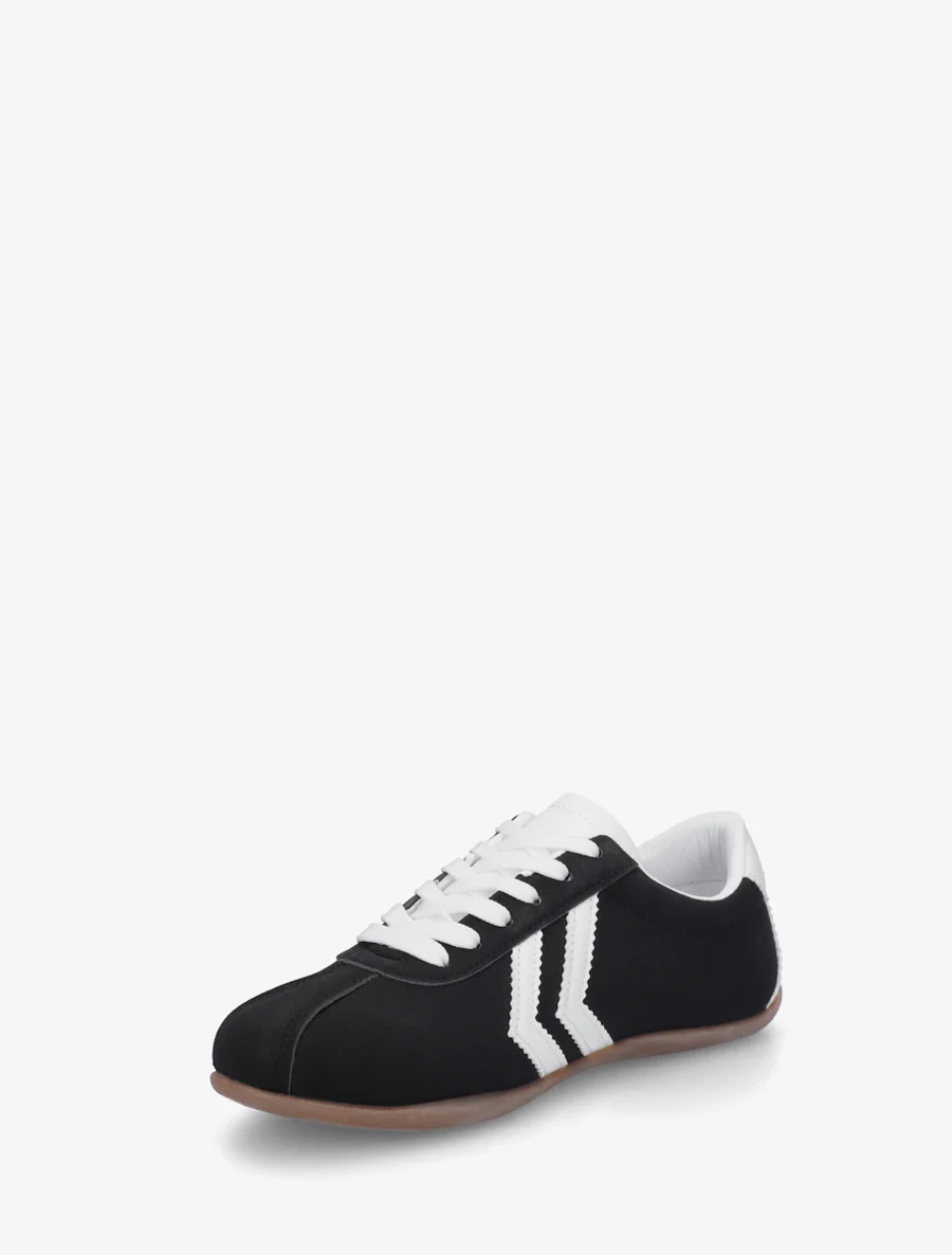 Suède sneakers met contrasterende strepen. - Zwart - Image 3