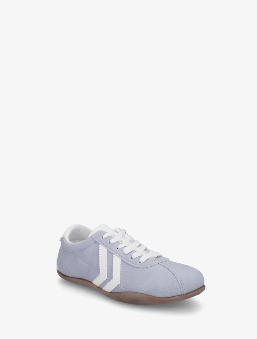 Suède sneakers met contrasterende strepen. - Lichtblauw - Image 2