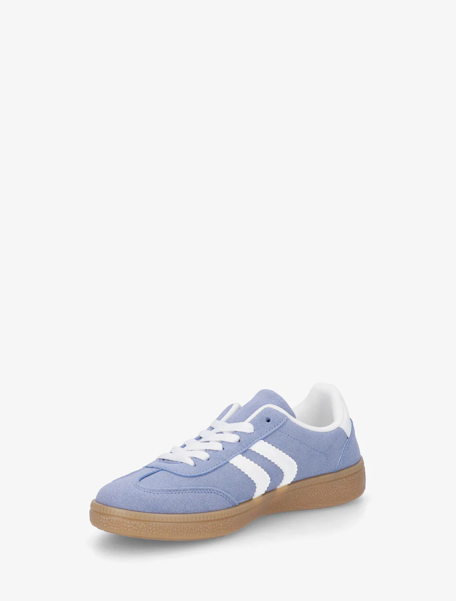 Suède sneakers met contrasterende strepen. - Blauw - Image 3