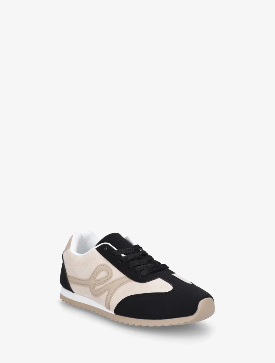 Suède sneakers met nubuck-effect inzetstuk - Zwart - Image 2