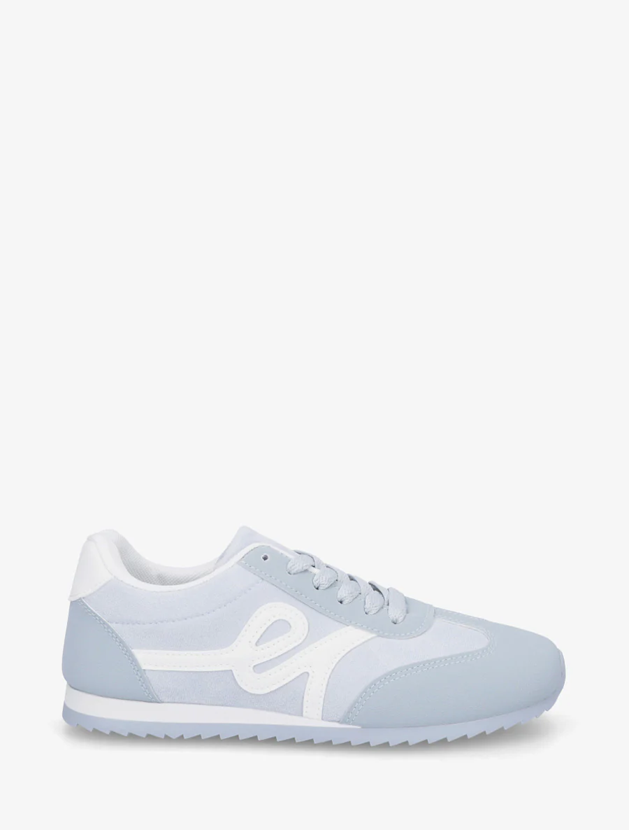 Suède sneakers met nubuck-effect inzetstuk - Lichtblauw