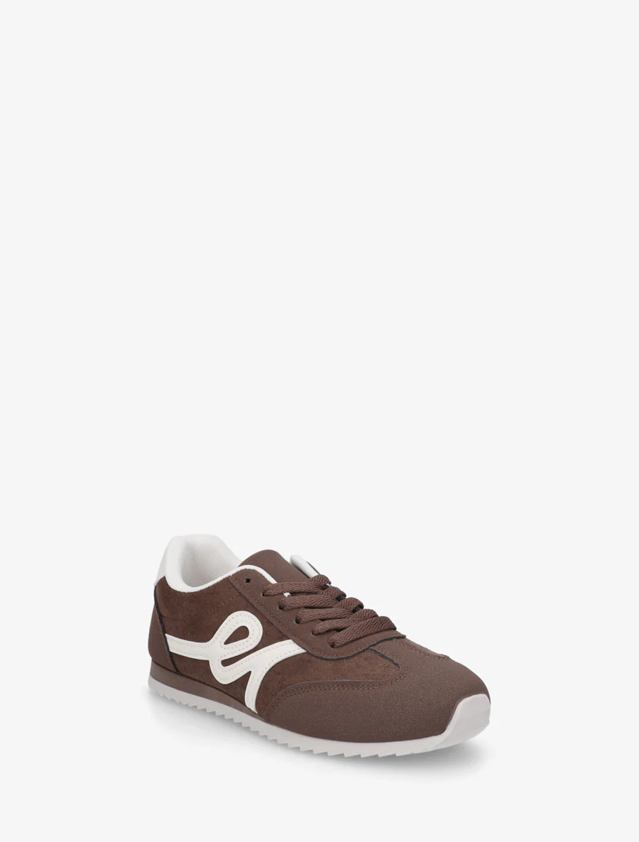 Suède sneakers met nubuck-effect inzetstuk - Bruin - Image 2
