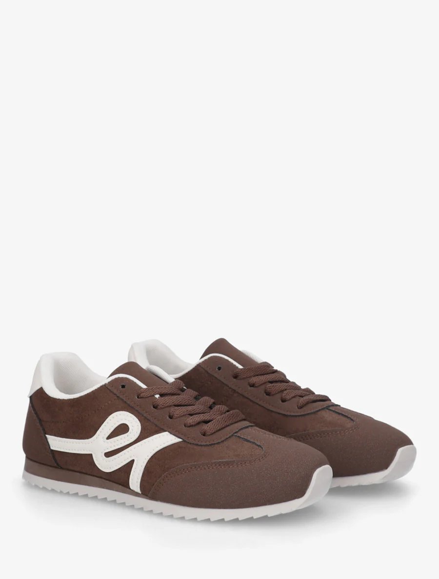 Suède sneakers met nubuck-effect inzetstuk - Bruin - Image 4