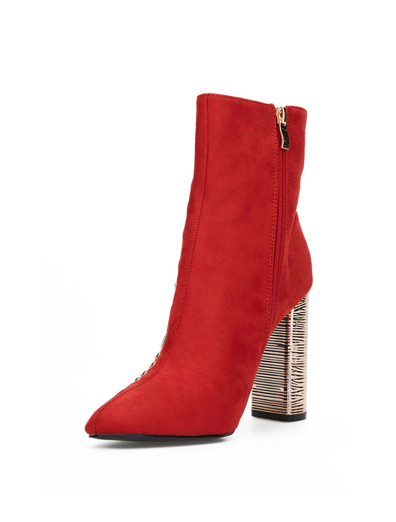 Suède veterlaarsjes - rood - Image 3