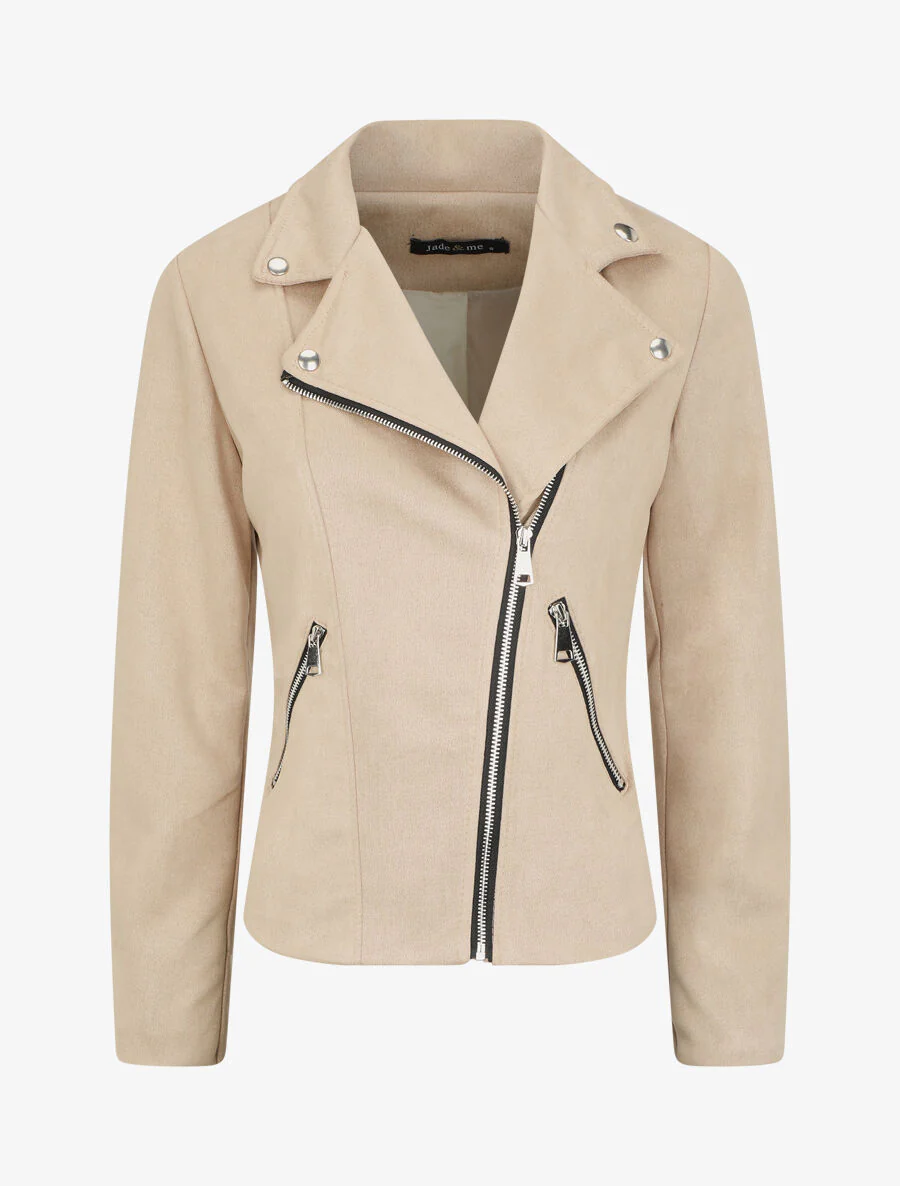 Suedine jasje in 'Perfecto' stijl - Beige