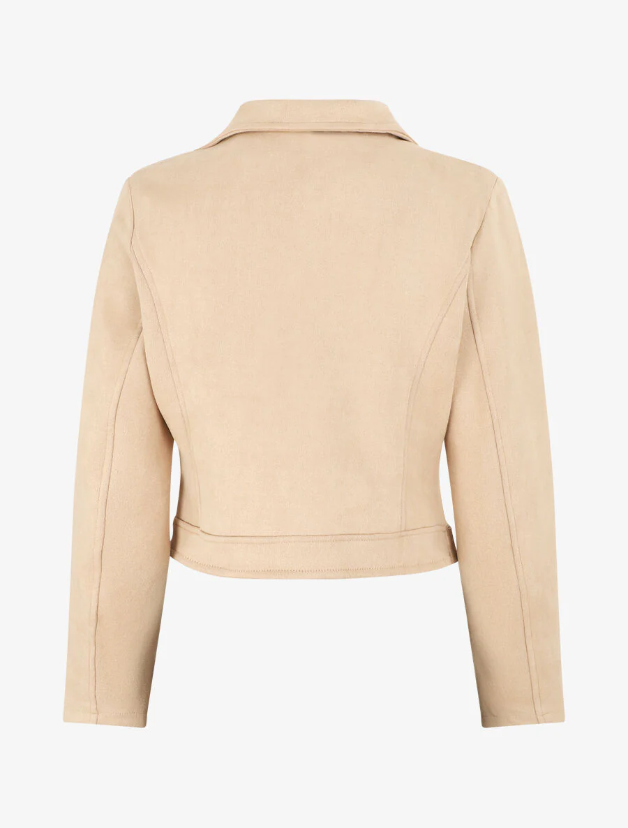 Suedine jasje met rits - Beige - Image 2