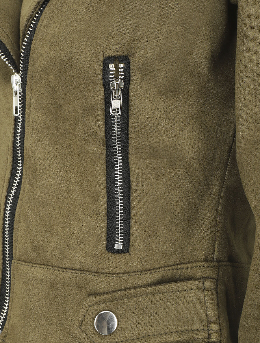 Suedine jasje 'Perfecto' stijl - Khaki - Image 3