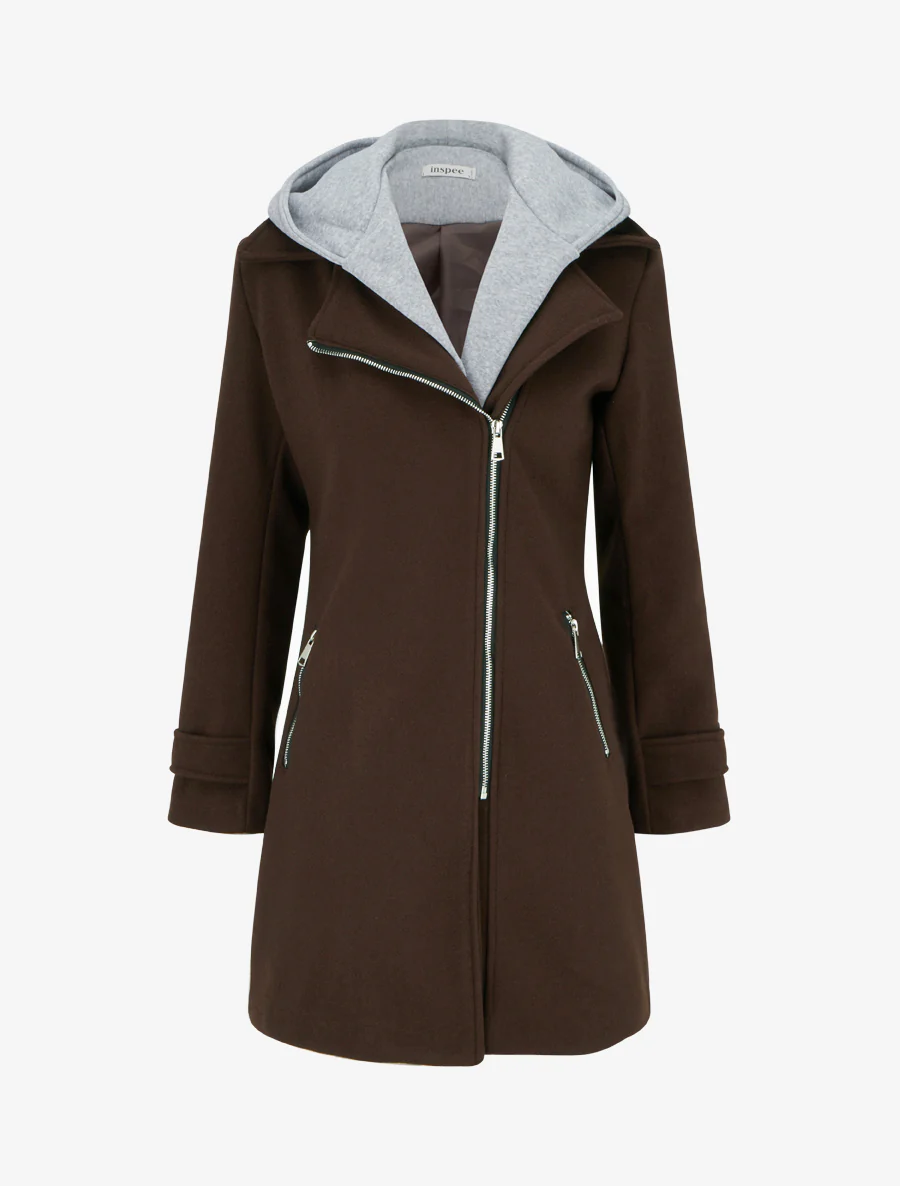 Sweatvest met capuchon en ritssluiting - Bruin