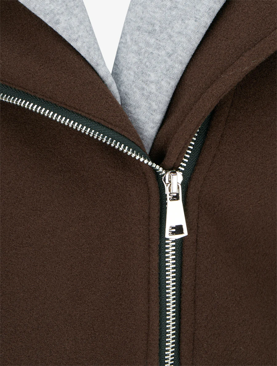 Sweatvest met capuchon en ritssluiting - Bruin - Image 3